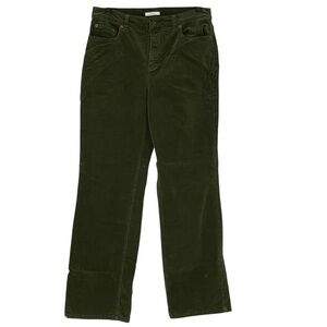 Charter Club laura fit olive green fine corduroy soft straight leg pants sz 6